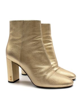 Saint Laurent Gold Leather Heeled Ankle Boots
