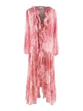 Zimmermann Pink&Cream Silk Long Dress