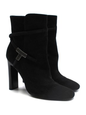 Tom Ford Black Suede Heel Boots