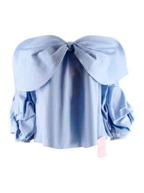 Johanna Oritz Caravan Off-the-Shoulder Bow Cotton-Poplin Top