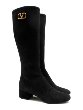 Valentino Garavani Black Suede Knee Boots
