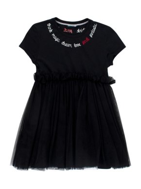 Fendi Kids Black Embroidered Cotton & Tulle Dress