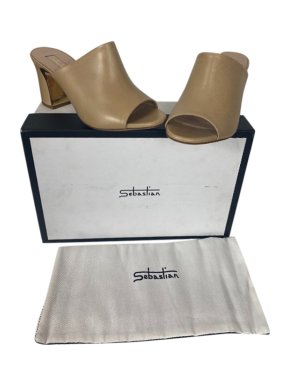 Sebastian Beige Leather Mules