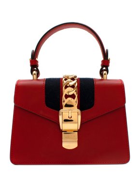 Gucci Sylvie Mini Red Smooth Leather Top Handle Bag