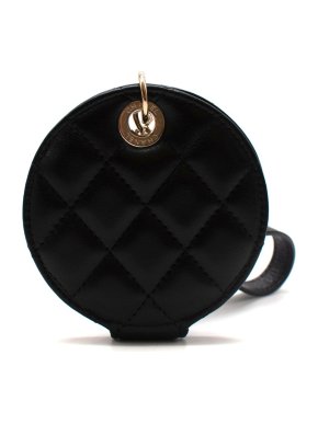 Chanel black leather luggage tag