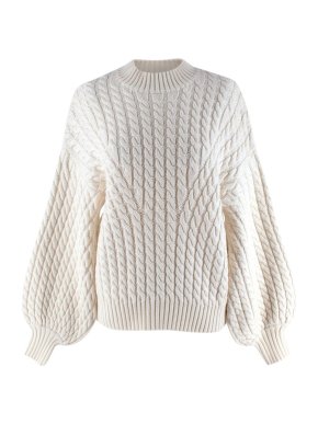 Zimmermann Cream Cable-Knit Merino Wool Jumper