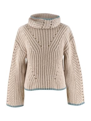 Fendi Chunky Turtle Neck Beige Sweater