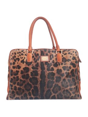 Dolce & Gabbana Leather Trim Leopard Print Weekender