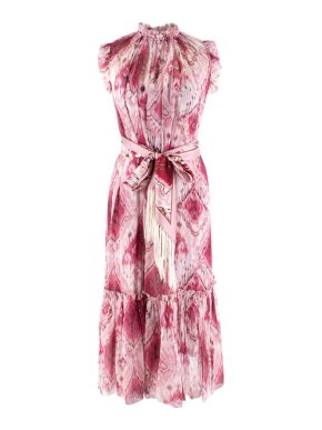 Zimmermann Ruffled Printed Pink Midi Dress