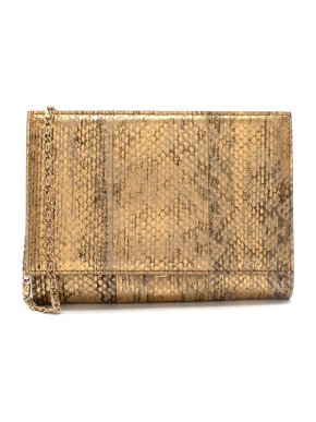 Elie Saab Gold Leather Clutch Bag