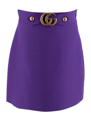 Gucci Purple Silk & Wool Crepe GG Skirt