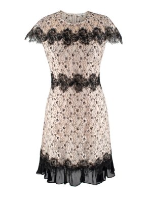 Sandro Ivory & Black Lace Dress