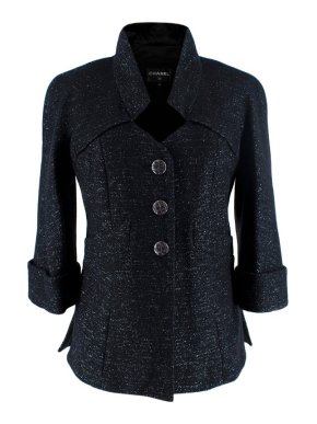 Chanel Black Lurex Wool Blend Jacket