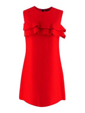 Louis Vuitton Red Ruffle Detail Sleeveless Dress