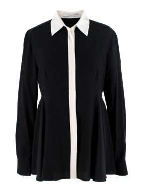 Givenchy Black & White Silk Flared Blouse