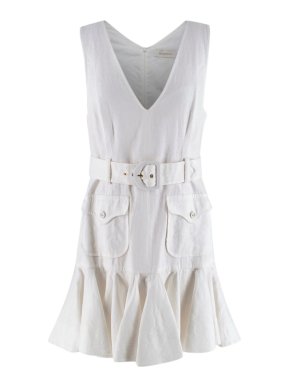 Zimmermann White Linen Super Eight Safari Mini Dress