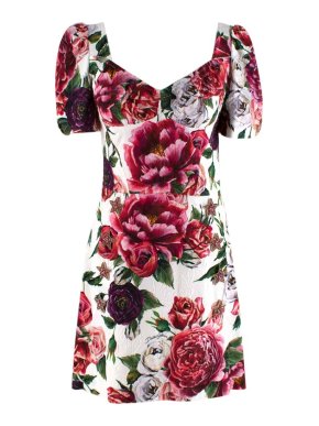 Dolce & Gabbana Floral Jacquard Crystal Embellished Mini Dress