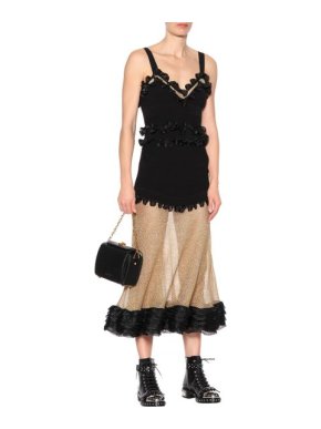 Alexander McQueen Black Silk-blend And Mesh Dress