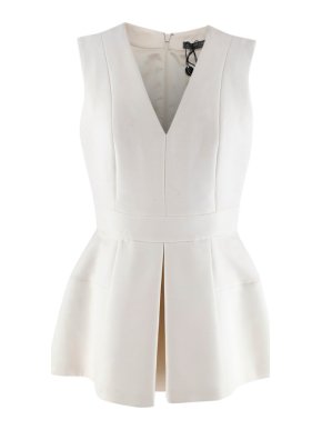 Alexander McQueen Ivory Wool-blend Peplum Top