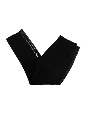 Victoria Victoria Beckham Black Crepe Sequin Stripe Tailored Trousers