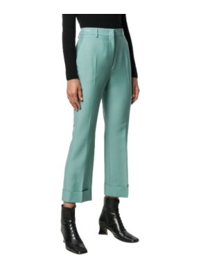 Fendi Turquoise Embroidered Logo Crop Pants