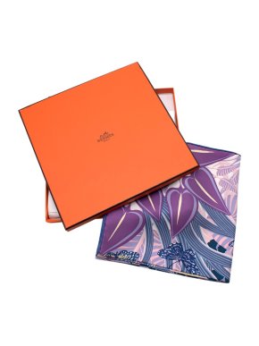 Hermes Blue Jaguar Quetzal Silk Scarf 90