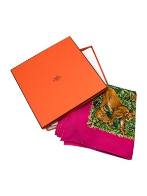 Hermes Pink Equateur Silk Scarf 90