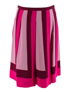 Valentino Tri-Tone Pink Mid-Rise Pleated Skirt