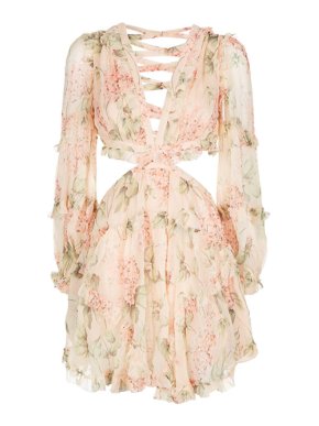 Zimmermann Prima Floating Cut-out Georgette Dress In Pink