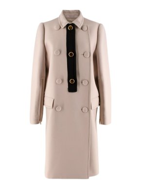 Prada Beige Double Breasted Wool Coat