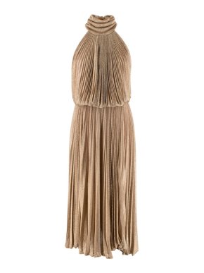 Maria Lucia Hohan Gold Lurex Knit Pleated Dress