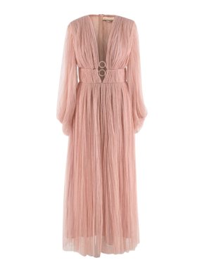 Maria Lucia Hohan Blush Pleated Plunge Neck Dress