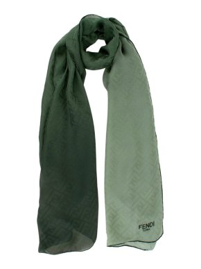 Fendi Green Gradient FF Monogram Silk Scarf