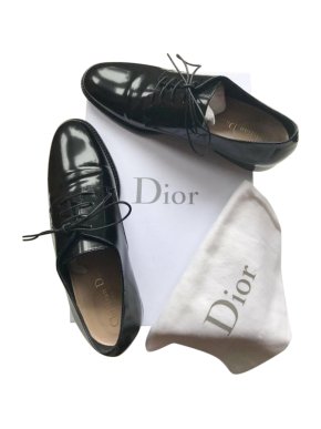 Dior Black Glossy Lace-Up Derbies
