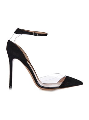 Gianvito Rossi Plexi Suede And Pvc Ankle-Strap Pumps