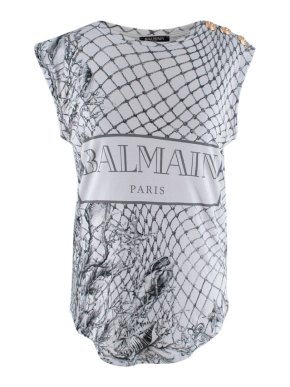 Balmain Grey Fishing Net Print Vest