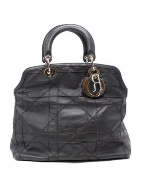Christian Dior Granville Grey Cannage Leather Handbag