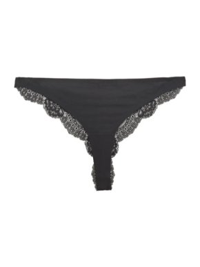 Stella McCartney Black Smooth & Lace Thong
