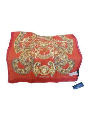 Versace Vintage Orange Silk Blend Shawl