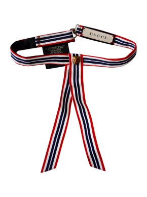 Gucci Striped Tiger Embellished Grosgrain Neck Tie