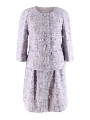 Chanel Lilac Ribbon Woven Tweed Jacket & Skirt