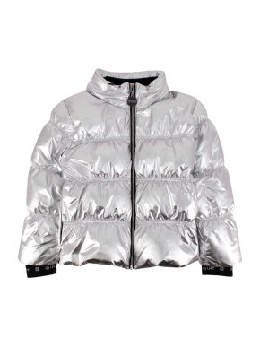 Givenchy Kids 12Y Metallic Silver Puffer Jacket