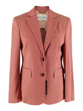 Etro Pink Jacquard Single Breasted Blazer Jacket