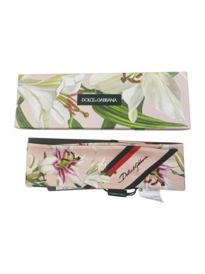 Dolce & Gabbana Blush Lily Print Silk Twilly