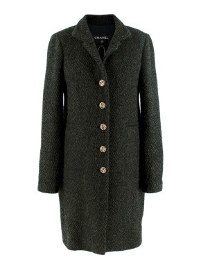 Chanel Green Lurex Boucle Tweed Tailored Coat