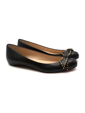Christian Louboutin Black Leather Studded Ballerina Flats
