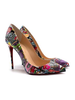 Christian Louboutin Cartoon Print Patent Leather Pumps