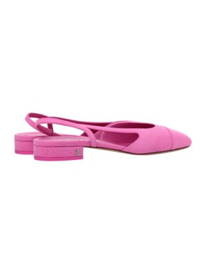Chanel Pink Denim Slingback Flat Sandals - Sold Out