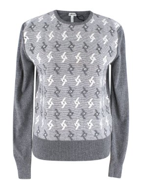 Loewe Wool Grey&Cream Knitted Embellishments Sweater
