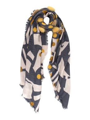 Fendi Multicolor FF Monogram Silk & Wool Scarf
